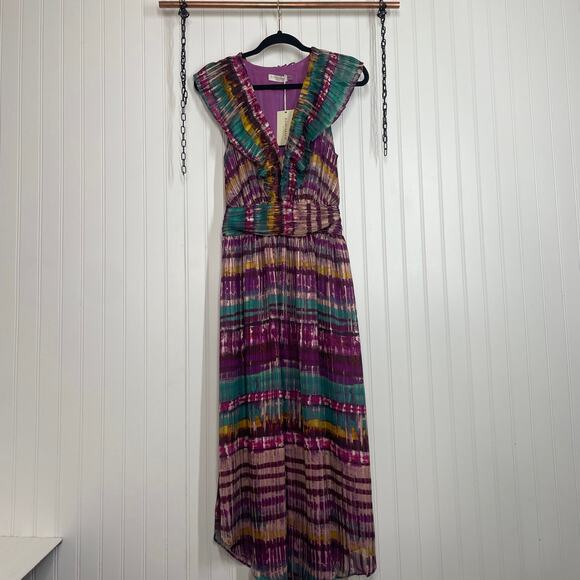 NWT Ramy Brook Mulco Harrison V-Neck Midi Dress Shirtail Designer Size S - Picture 2 of 9